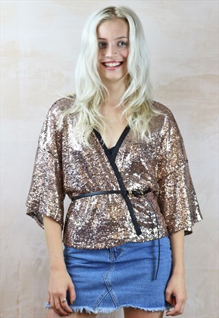 ROSE PINK SEQUIN KIMONO