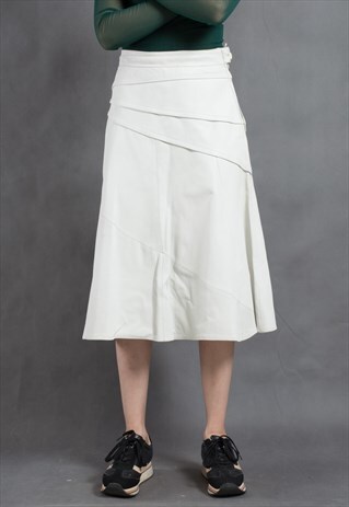 VINTAGE WHITE REAL LEATHER SKIRT FROM THE LATE 70S