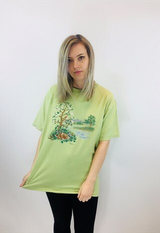 VINTAGE USA CUTE DEER PRINT T SHIRT