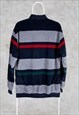 VINTAGE PAUL & SHARK STRIPED RUGBY POLO SHIRT LARGE