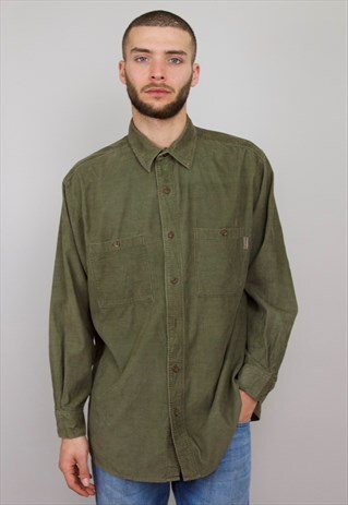 VINTAGE 90S GREEN CORDUROY SHIRT