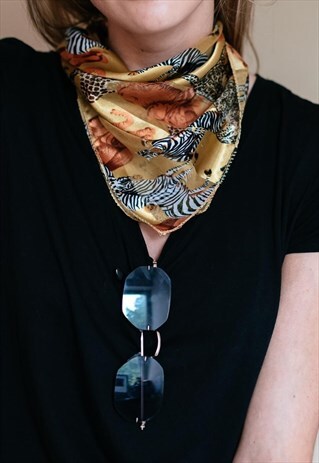 VINTAGE 80S AFRICA PRINT SAFARI SCARF