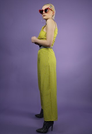 WIDE LEG TROUSERS IN YELLOW CHECK