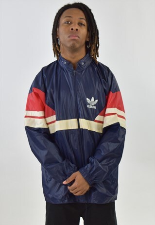 VINTAGE 90S BLUE RED ADIDAS RAINCOAT JACKET