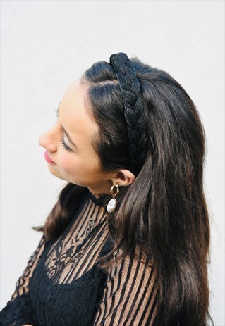 BLACK, PLEATED, HAIRBAND