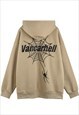 SPIDER WEB HOODIE PATCH PULLOVER GOTHIC SKATER TOP CREAM