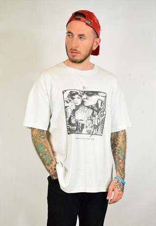 RARE VINTAGE 90S IQ GREY BAND ROCK T SHIRT