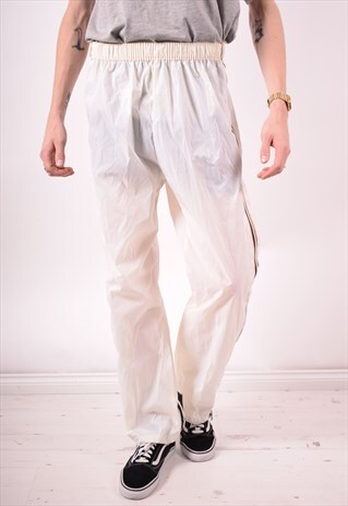 K-WAY MENS VINTAGE TRACKSUIT TROUSERS SMALL WHITE 90S