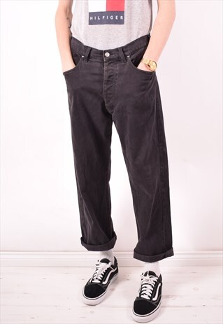 ARMANI MENS VINTAGE JEANS W34 L28 BLACK 90S