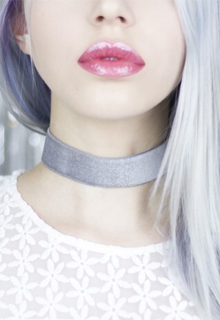 SILVER GREY WIDE VELVET CHOKER