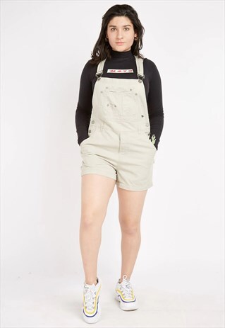 VINTAGE BEIGE NO BOUNDARIES SHORT DUNGAREES