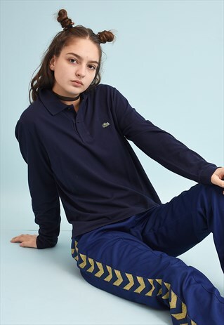 90'S RETRO LACOSTE SPORTS POLO NAVY BLUE T-SHIRT TEE TOP