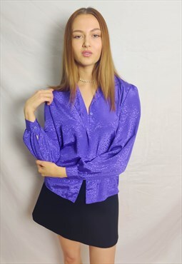 Vintage Purple Jacquard blouse (Up to a size 12)