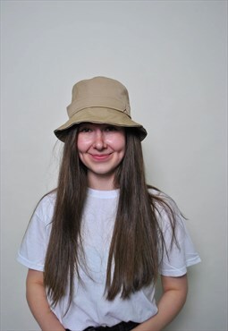 90's minimalist bucket hat, vintage beige fisher hat 