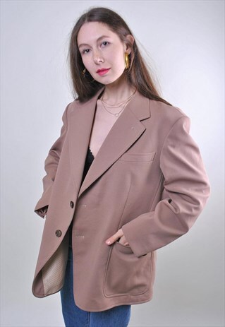 VINTAGE WOMAN BROWN MINIMALIST OVERSIZE BLAZER