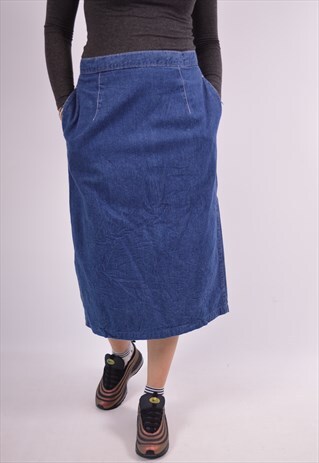 CALVIN KLEIN WOMENS VINTAGE DENIM SKIRT W30 L29 BLUE 90S