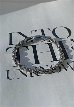 CITY BANKER.  Silver Chunky Rope Chain Bracelet