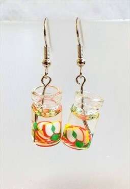 Cocktail Glass Drink Earrings Red Apple