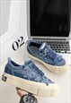 CHUNKY SOLE DENIM SHOES PLATFORM JEAN SNEAKERS IN BLUE 