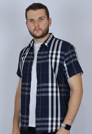 BURBERRY VINTAGE SHIRT MEN RARE NOVA BLUE