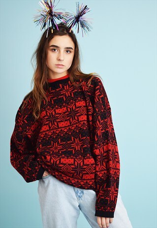 VINTAGE 80'S FAIR ISLE OVERSIZED CHRISTMAS JUMPER