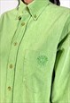 VINTAGE 90S LONG SLEEVED LINEN GREEN SHIRT 