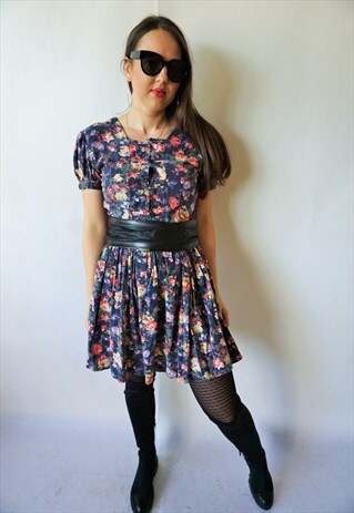 VINTAGE SUMMER MIDI DRESS DRESSES SHORT SLEEVES FLORAL