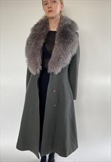 Vintage Lavender Grey Wool Faux Fur Penny Lane Coat Size S