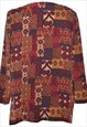 VINTAGE GEOMETRIC PATTERN CLASSIC BLOUSE - L