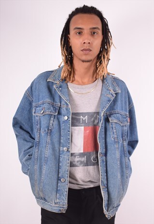 CASUCCI MENS VINTAGE DENIM JACKET XXL BLUE 90S