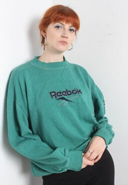 Vintage Reebok Big Logo 90's Distressed Sweatshirt Green