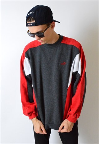 VINTAGE 90S COLOUR BLOCK PUMA SWEATSHIRT JUMPER