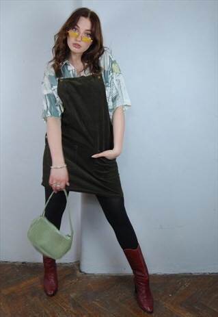VINTAGE CLASSIC DARK GREEN CORDUROY SKIRT DUNGAREES