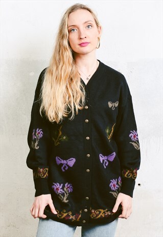 VINTAGE 80S RETRO KNIT CARDIGAN