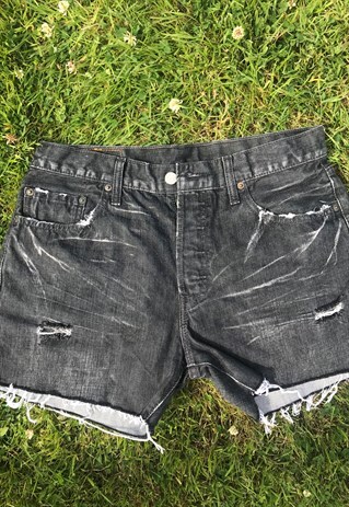 VINTAGE LEVIS 501 BLACK WASH DENIM SHORTS