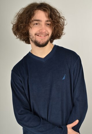 VINTAGE NAUTICA FLEECE SWEATSHIRT IN BLUE