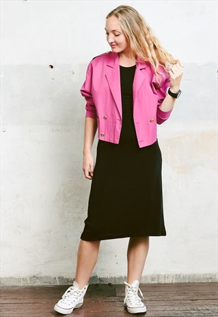 VINTAGE 80S PINK CROP BLAZER JACKET
