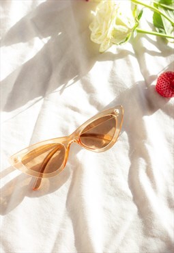 Transparent Beige Weighted Cat Eye Sunglasses