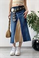 VINTAGE Y2K 00'S NAVY BLUE DENIM BOHO LONG MAXI SKIRT