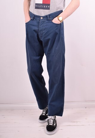 VERSACE MENS VINTAGE TROUSERS W34 L30 BLUE 90S