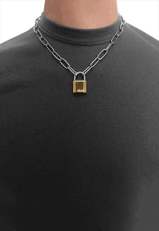 20MM 20" PADLOCK LIGHTWEIGHT NECKLACE CHAIN - GOLD