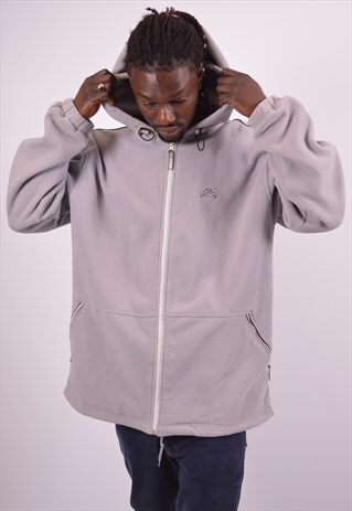VINTAGE KAPPA FLEECE HOODIE SWEATER GREY
