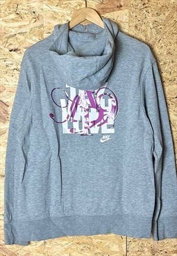 Womens Adidas Rear Graphic Grey Full Zip Purple Hoodie