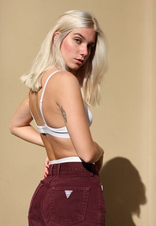 VINTAGE 80'S GUESS USA HIGH WAIST JEANS BURGUNDY