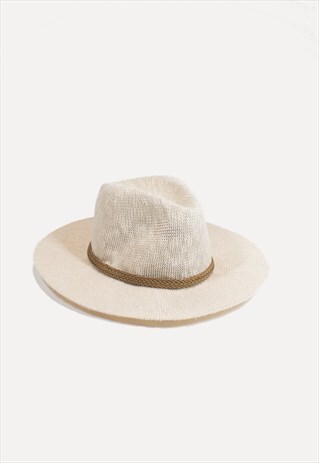 THE LINEN FEDORA HAT - SINGLE LEATHER BRAID