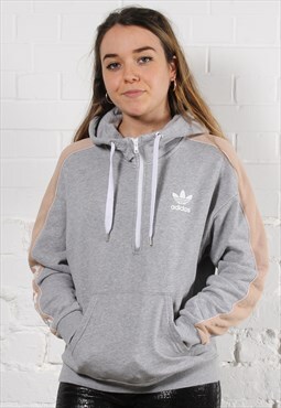 Vintage Adidas Originals Hoodie in Grey with Logo UK 10