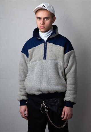 VINTAGE 1/4 ZIP BEIGE SWEATSHIRT . UNISEX