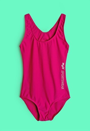 H2O VINTAGE 90'S SWIMSUIT ONE-PIECE HALTERBACK IN PINK