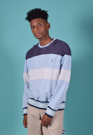 VINTAGE Y2K YVES SAINT LAURENT STRIPED SWEATSHIRT