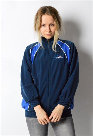 VINTAGE 90S NAVY BLUE VELVETY ELLESSE TRACK JACKET